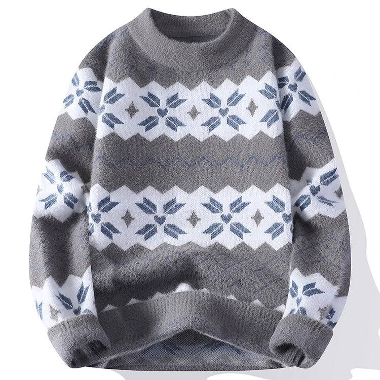 Men's Fuzzy Pattern Knit Sweater