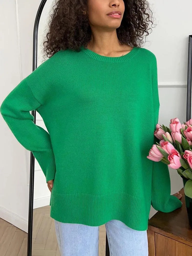 Oversized Crewneck Knit Sweater
