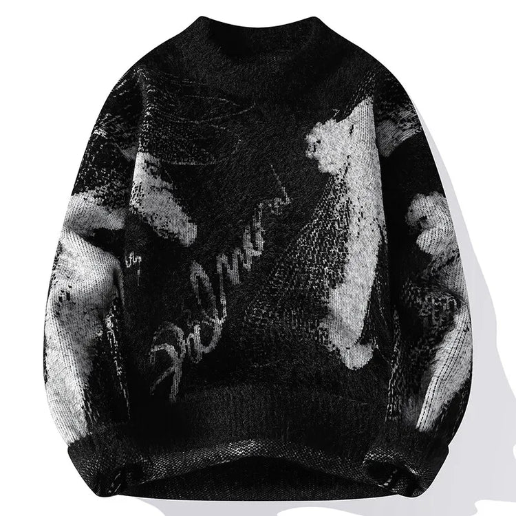 Men's Fuzzy Pattern Knit Sweater