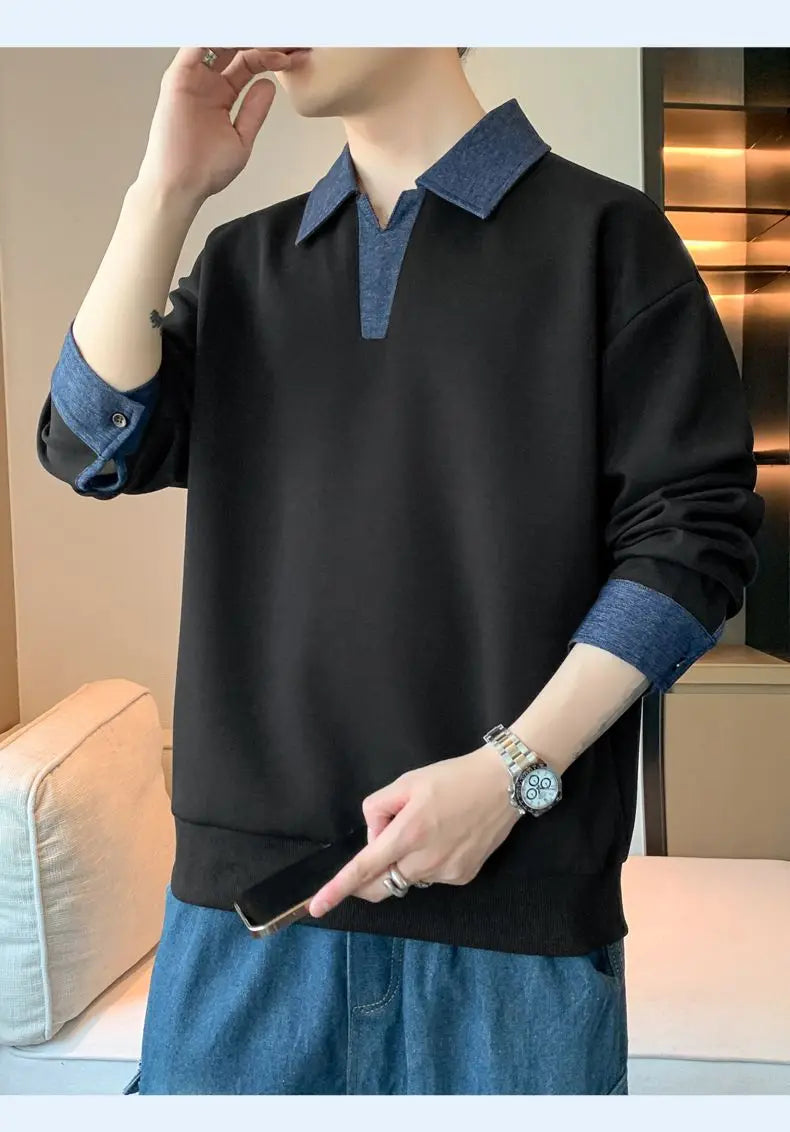 Men's Lapel Sweatshirt Top