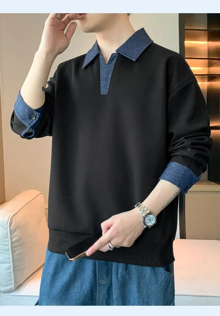 Men's Lapel Sweatshirt Top