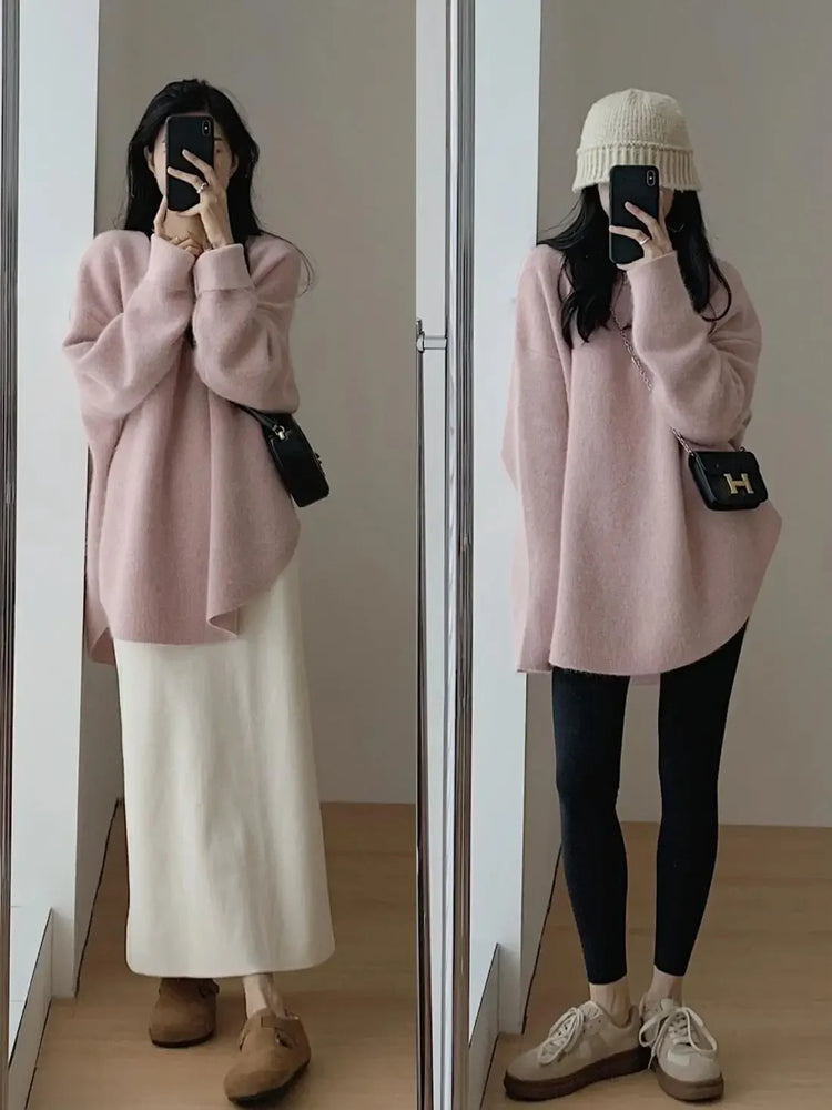 Long Red Knit Sweater