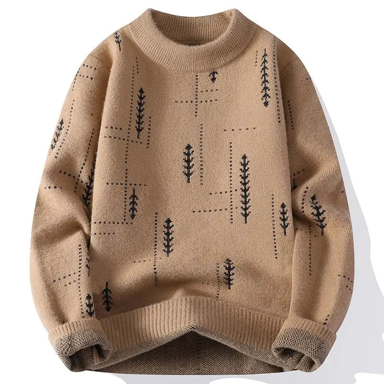 Men's Fuzzy Pattern Knit Sweater