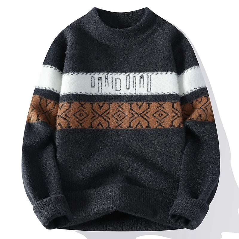 Men's Fuzzy Pattern Knit Sweater