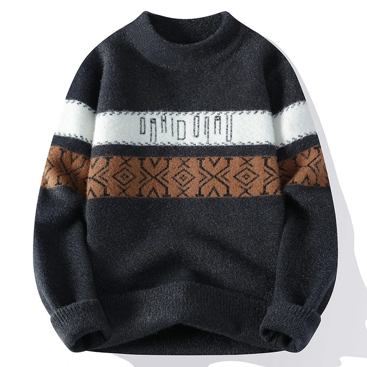Men's Fuzzy Pattern Knit Sweater