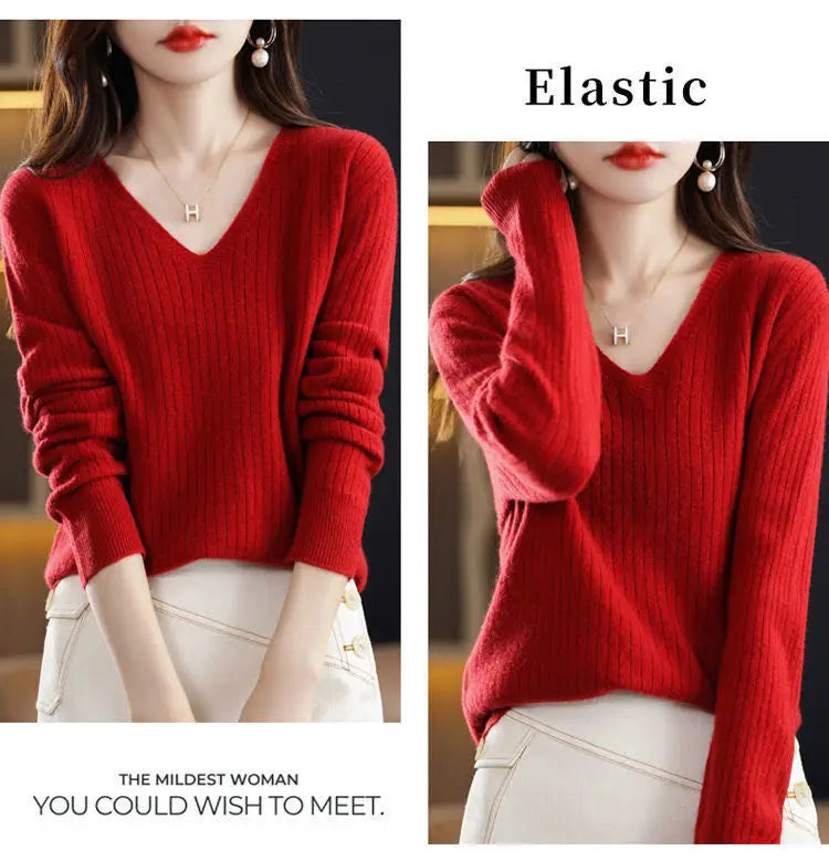 Classic V-Neck Knit Sweater