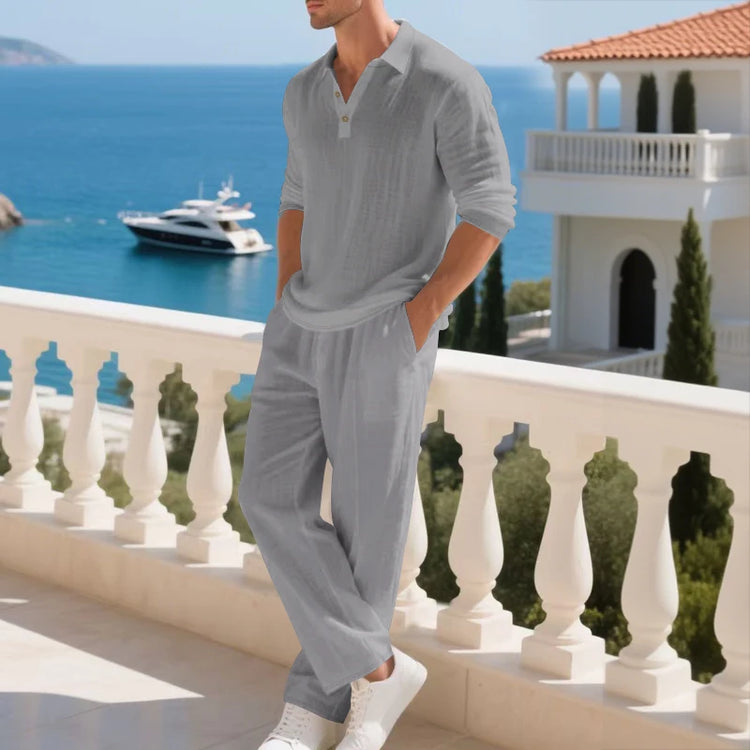 Men's Polo Shirt & Straight-Leg Pants Set