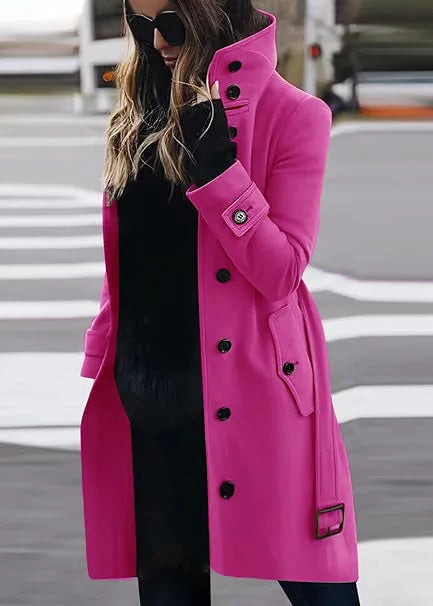 Women's New Woolen Coat Outerwears Autumn Winter Warm Female Jackets Wool Midi Loose Stand Collar Jacket Women's Clothes