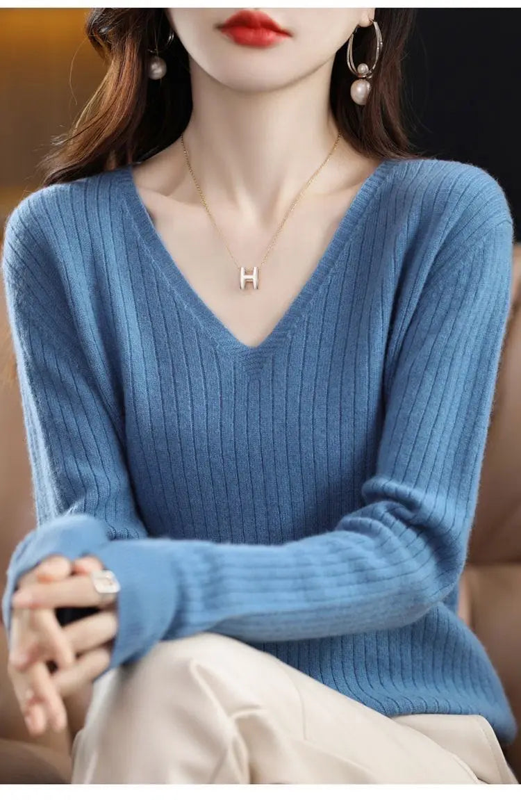 Classic V-Neck Knit Sweater