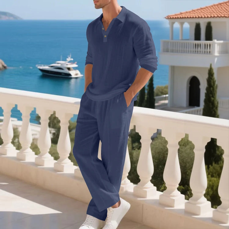 Men's Polo Shirt & Straight-Leg Pants Set