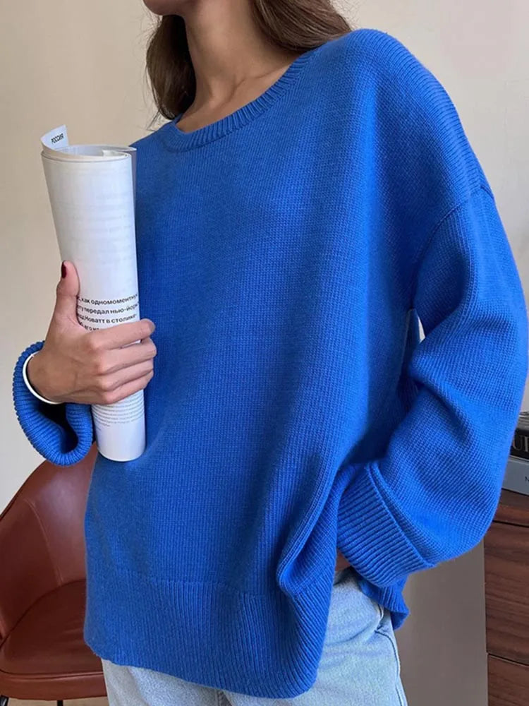 Oversized Crewneck Knit Sweater