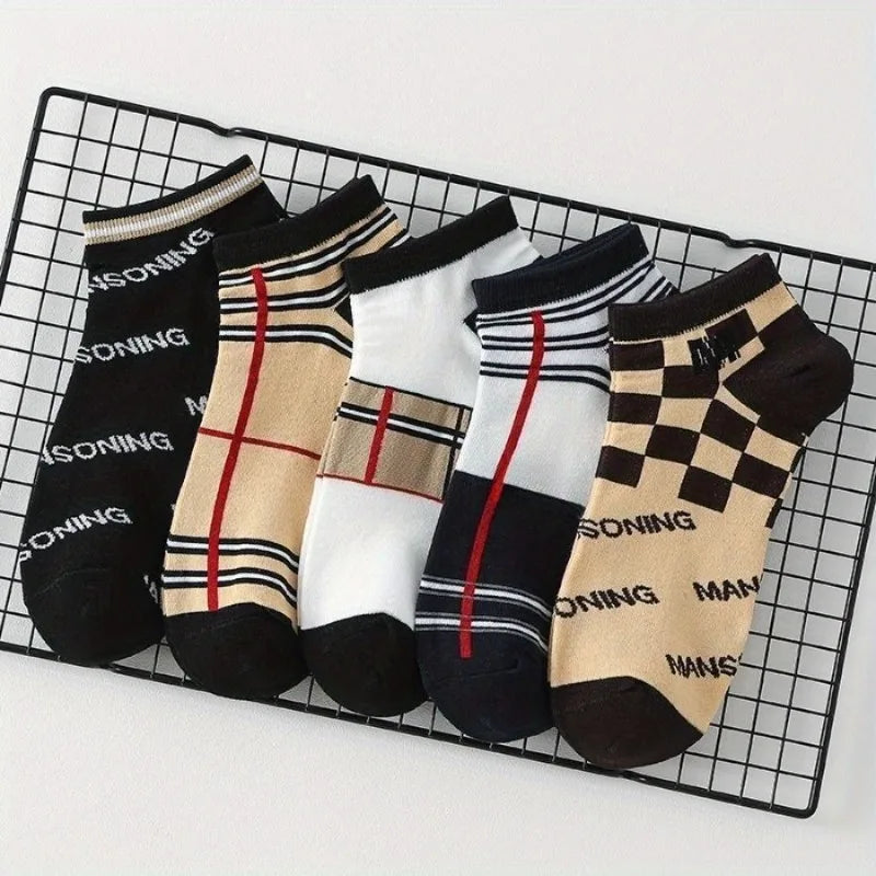 Unisex Letter-Print Sports Socks, 7 Pairs