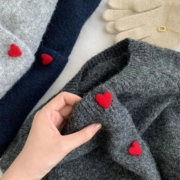 Heart-Buckle Knit Cardigan