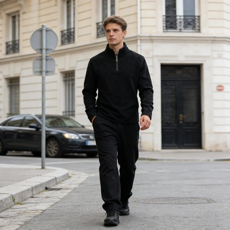 Men's Zip-Neck Fleece Hoodie Sweatshirt