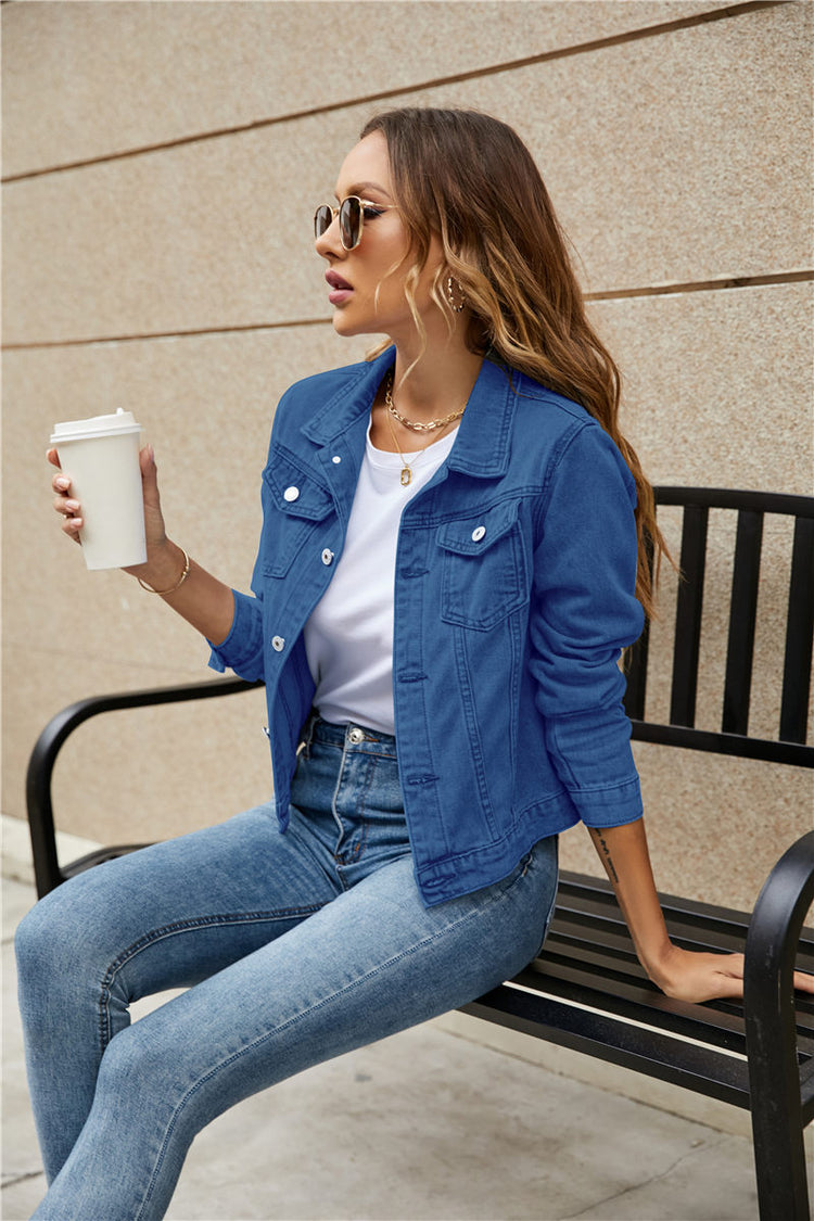 Slim Button-Front Denim Jacket