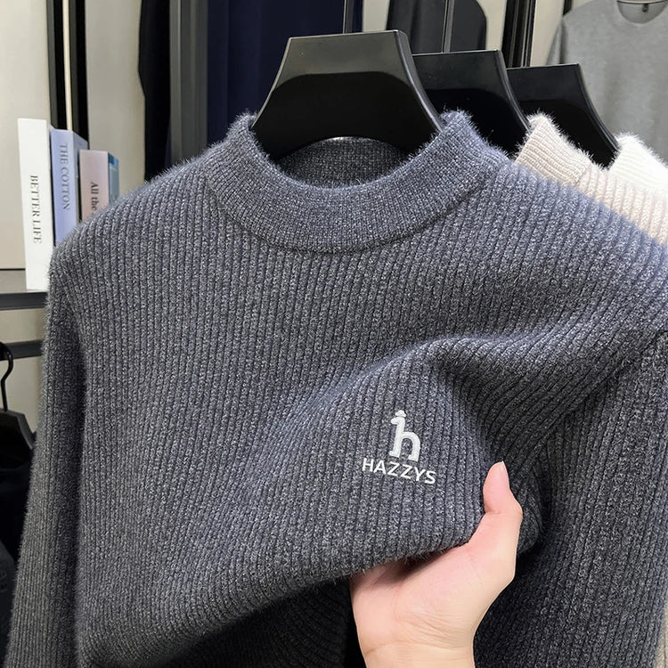 Men's Semi-High Neck Knit Sweater