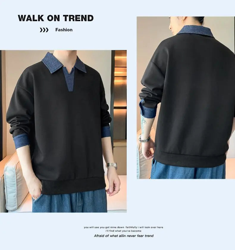 Men's Lapel Sweatshirt Top