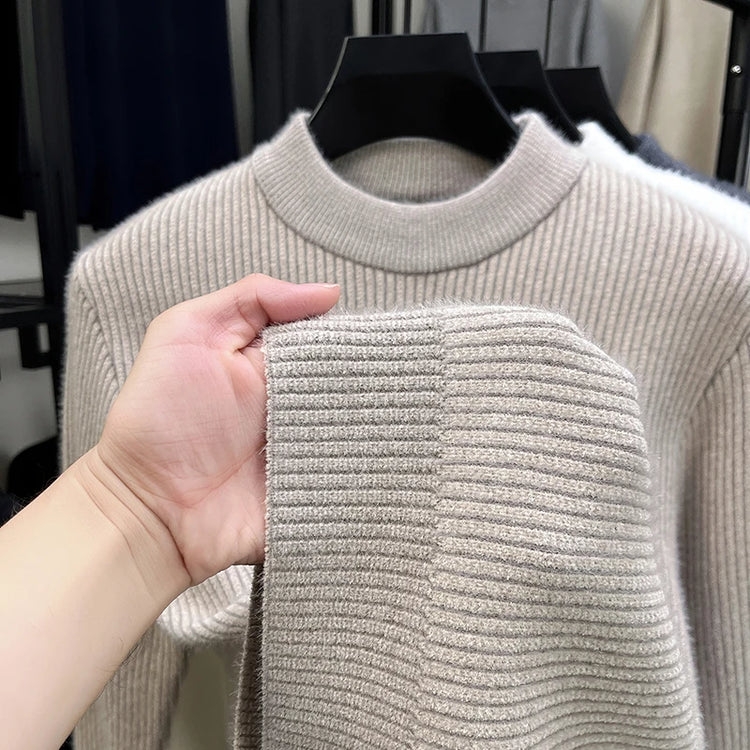 Men's Semi-High Neck Knit Sweater