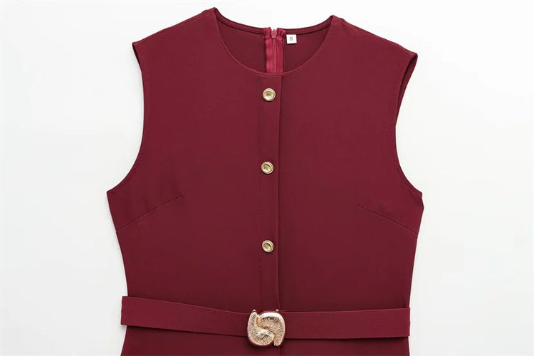 Button-Up Sleeveless Long Dress