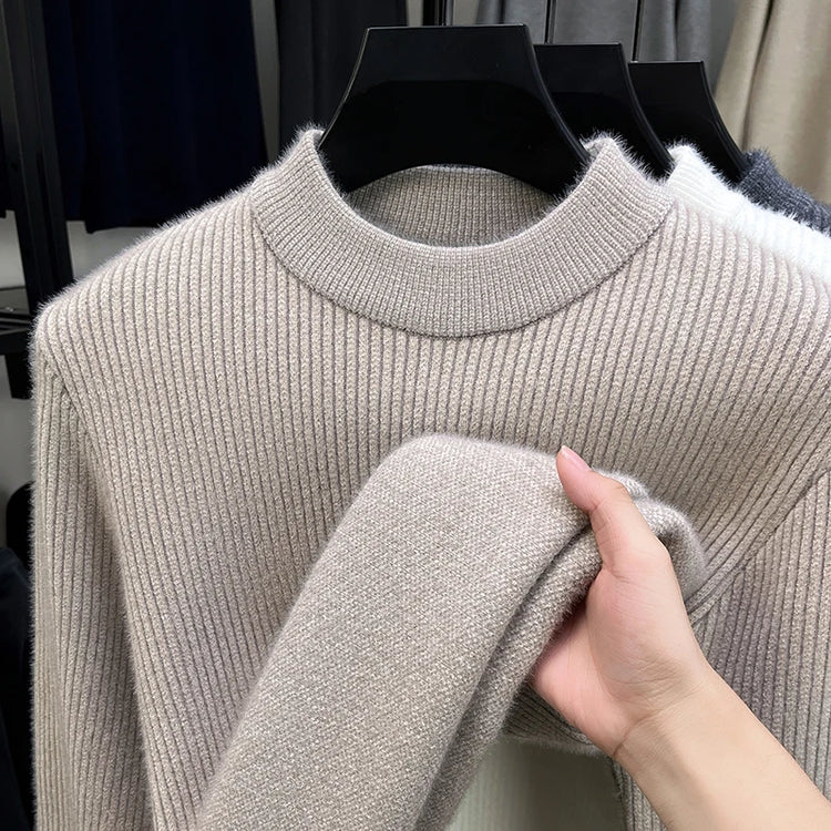 Men's Semi-High Neck Knit Sweater