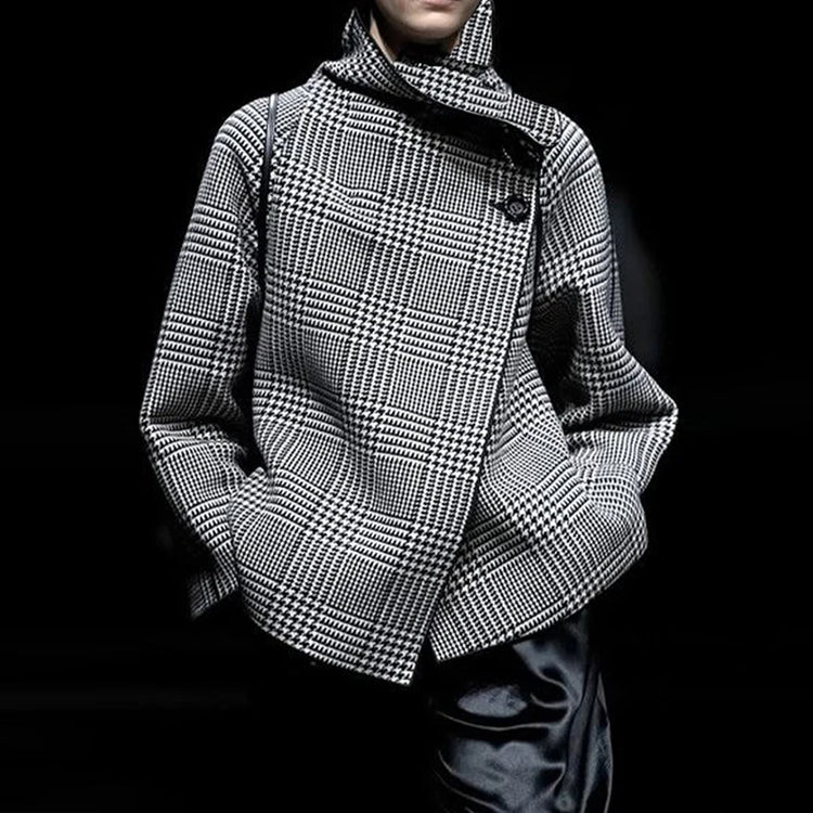 Asymmetric Houndstooth Coat