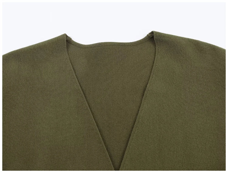 Tie-Waist V-Neck Knit Cardigan