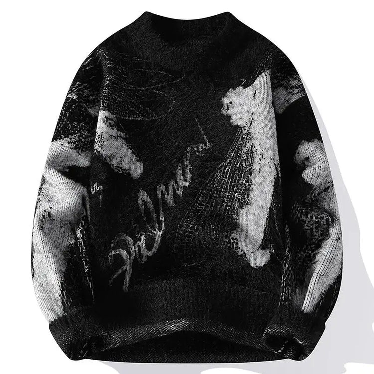 Men's Fuzzy Pattern Knit Sweater