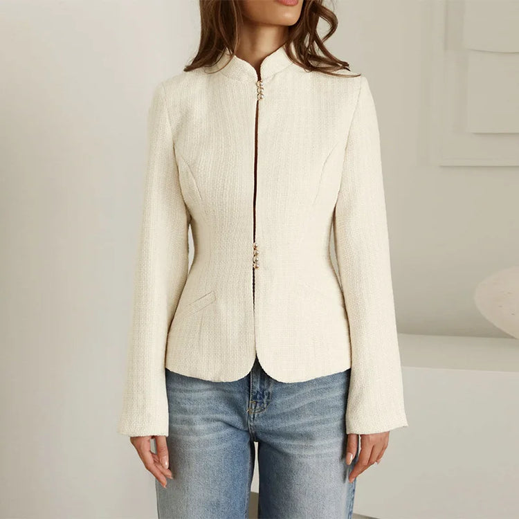 Stand-Collar Slim Blazer Jacket