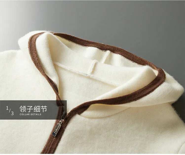 Men's Hooded Zip Cardigan Sweater