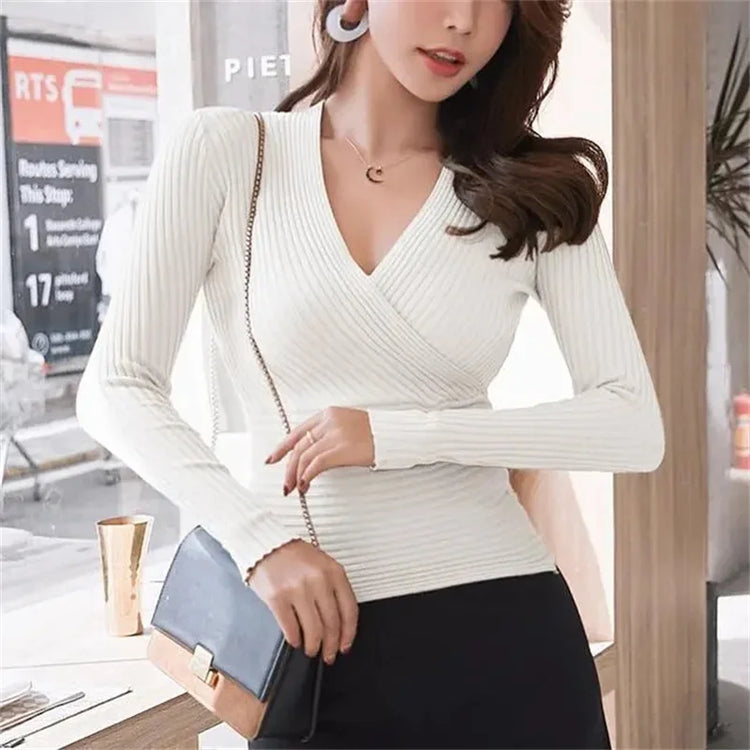 Deep V-Neck Slim Sweater