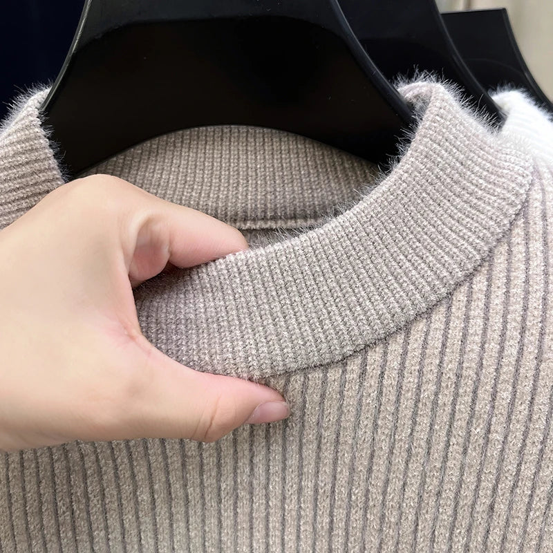 Men's Semi-High Neck Knit Sweater