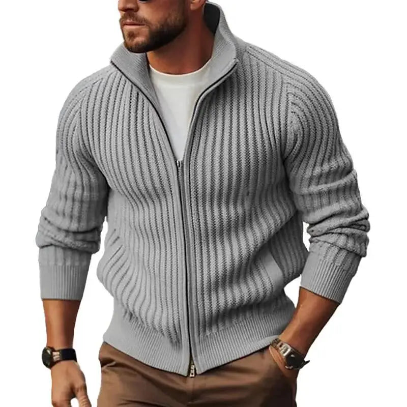 Men's Zip-Up Knit Cardigan Sweater