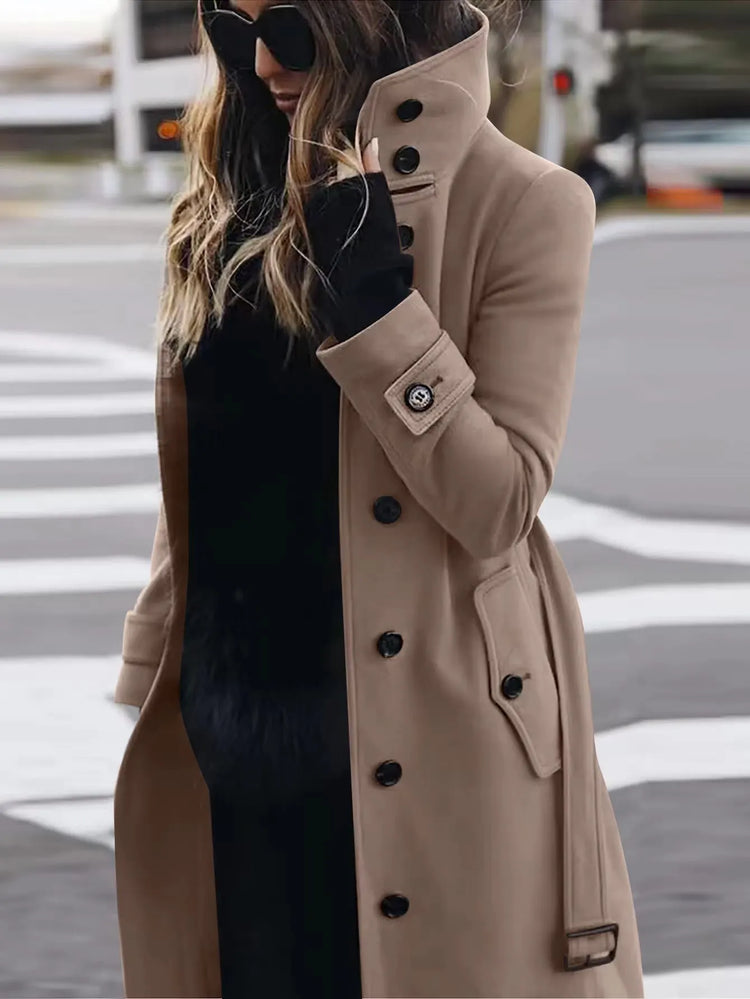 Women's New Woolen Coat Outerwears Autumn Winter Warm Female Jackets Wool Midi Loose Stand Collar Jacket Women's Clothes