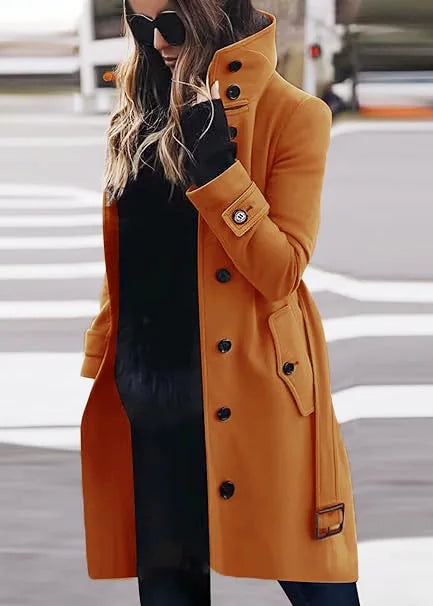 Women's New Woolen Coat Outerwears Autumn Winter Warm Female Jackets Wool Midi Loose Stand Collar Jacket Women's Clothes