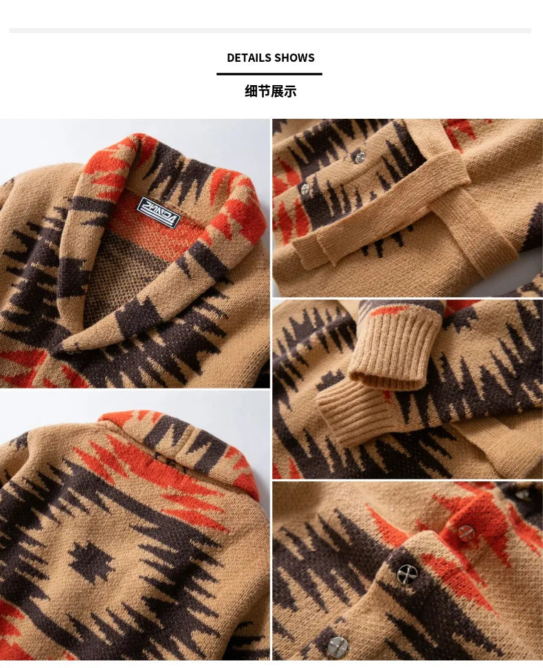 Men's Striped Jacquard Cardigan Sweater