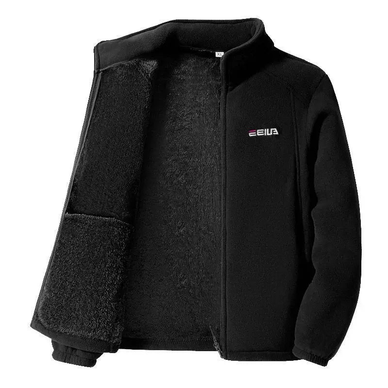 Thickened Fleece Jacket Women's Autumn Winter Casual Loose Windproof Warm Stand Collar Fleece Lined Coat for Mom Outdoor Camp...