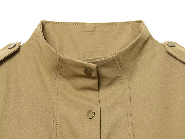 Stand-Collar Single-Breasted Jacket