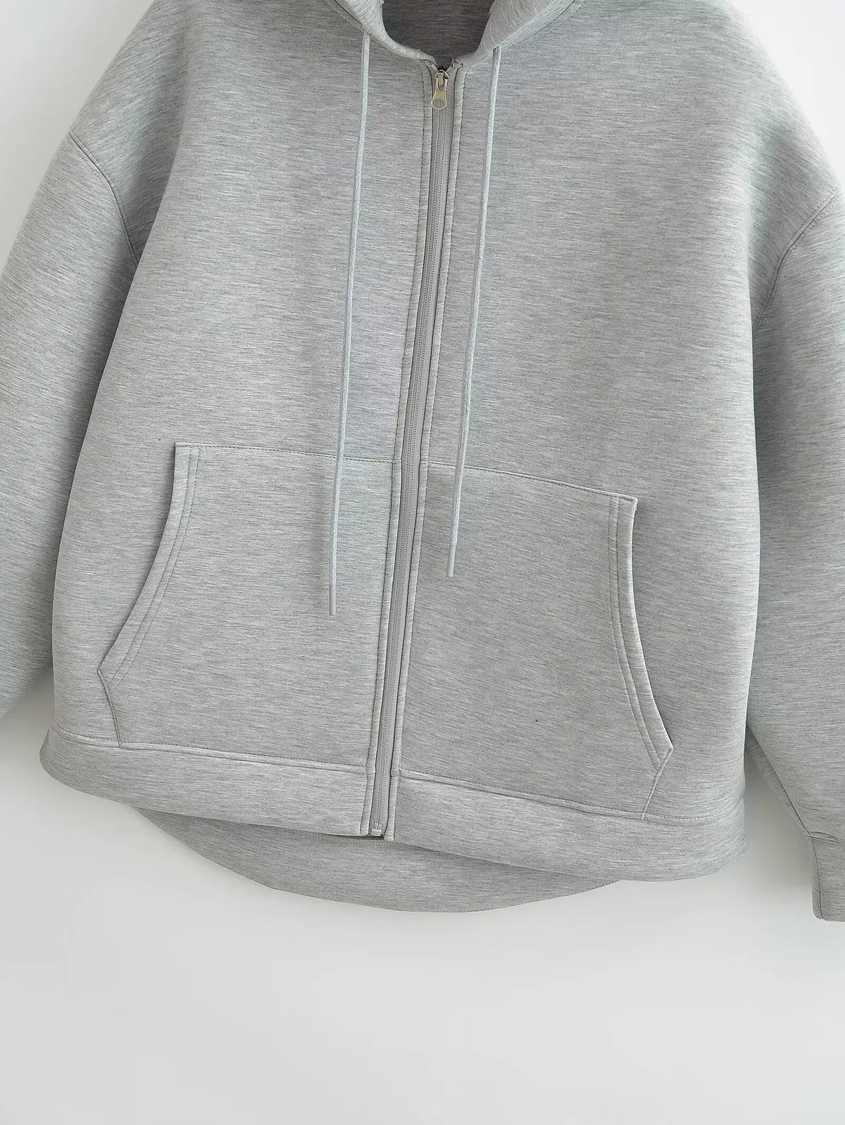 Gray Hooded Zip Jacket