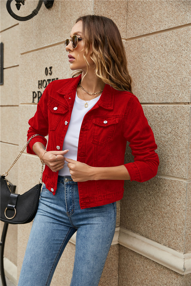 Slim Button-Front Denim Jacket