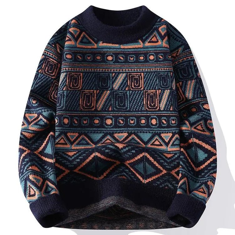 Men's Fuzzy Pattern Knit Sweater