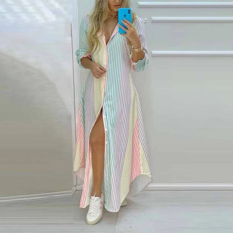 Printed Lapel Long Shirt