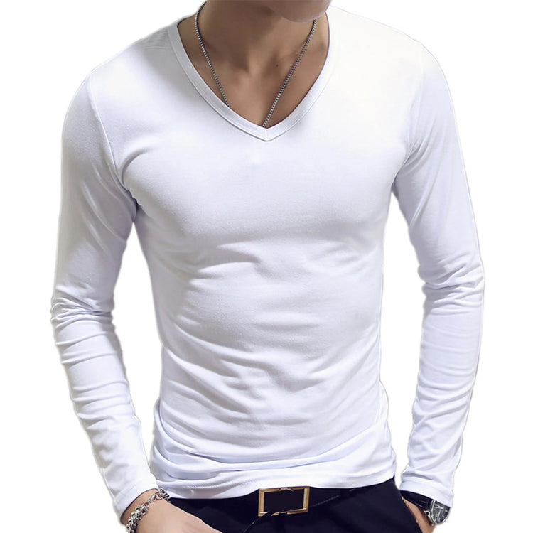 Men's Slim V-Neck Long-Sleeve T-Shirt