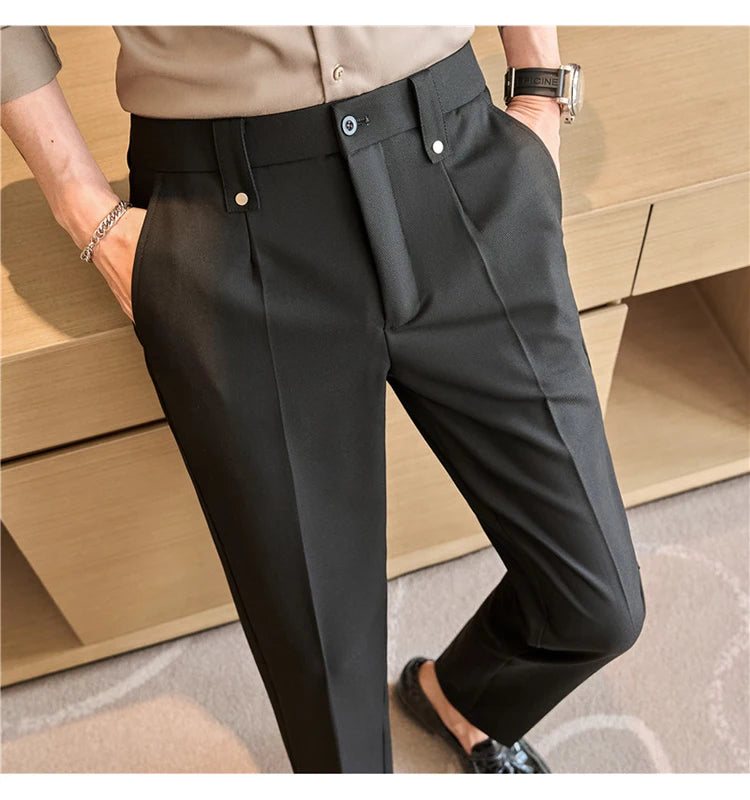 Men's Slim Elastic-Waist Suit Pants
