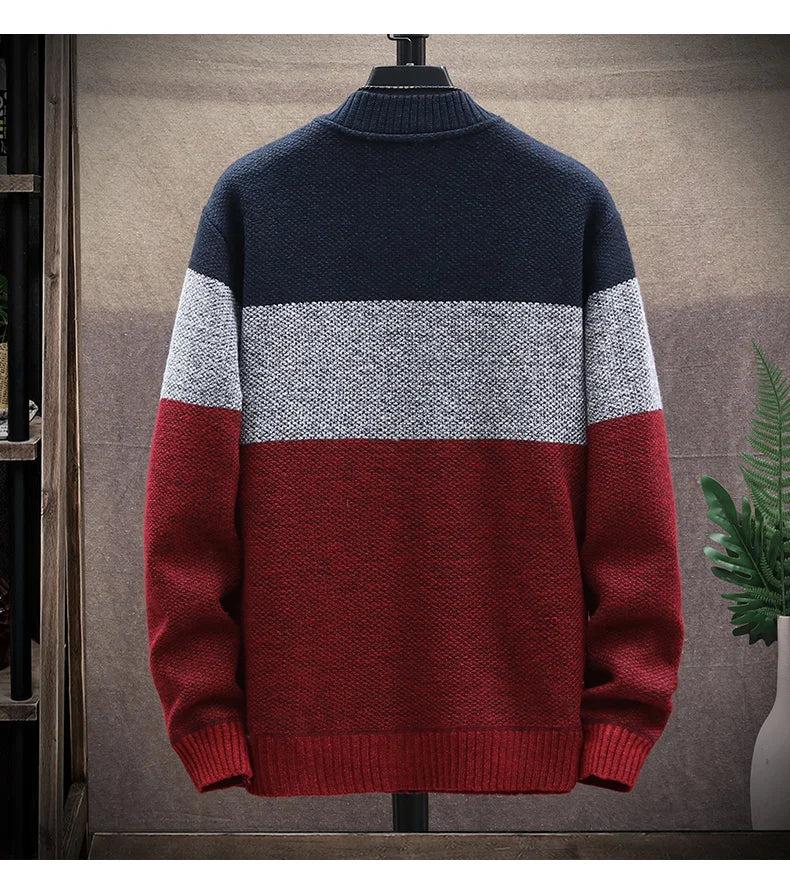Men's Striped Zip Cardigan Sweater