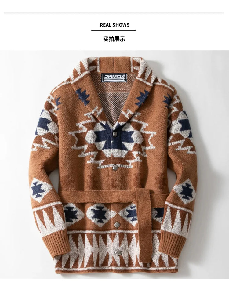 Men's Striped Jacquard Cardigan Sweater