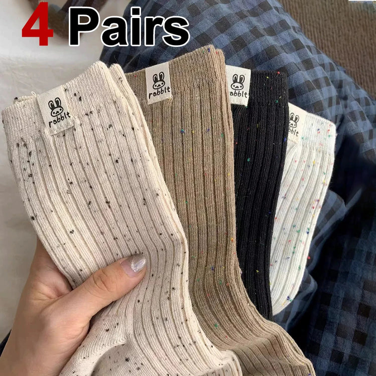Women's Cartoon Print Socks, 4 Pairs