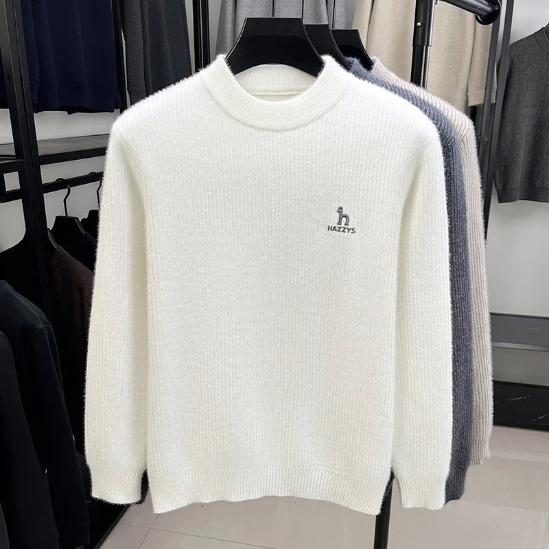 Men's Semi-High Neck Knit Sweater