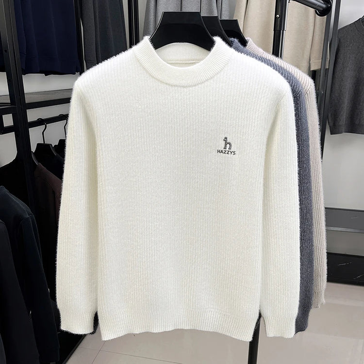 Men's Semi-High Neck Knit Sweater