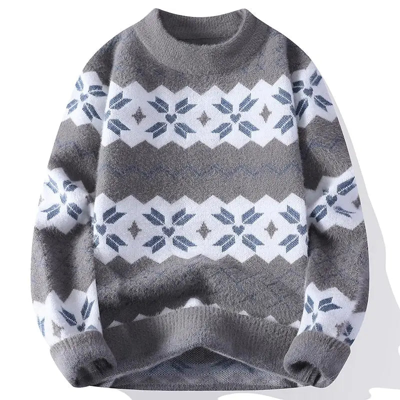 Men's Fuzzy Pattern Knit Sweater