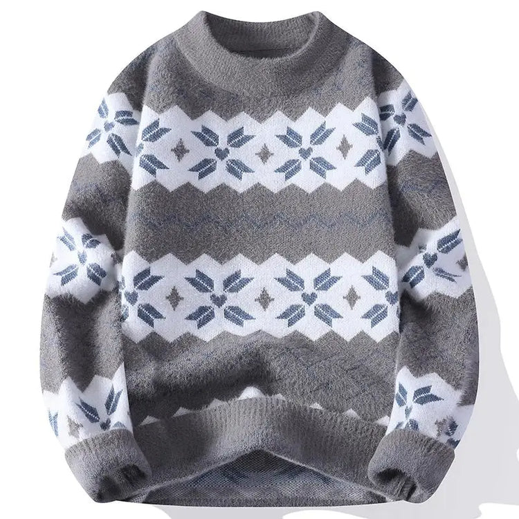Men's Fuzzy Pattern Knit Sweater